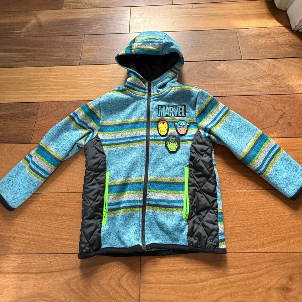 Marvel 4T Children's Blue and Green Striped Hoodie